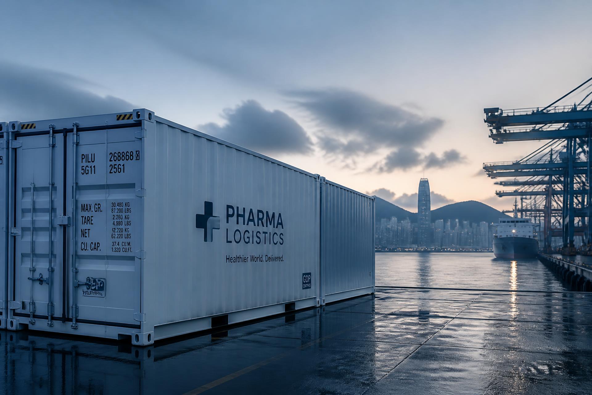 BIOAMA pharmaceutical logistics container at Hong Kong port